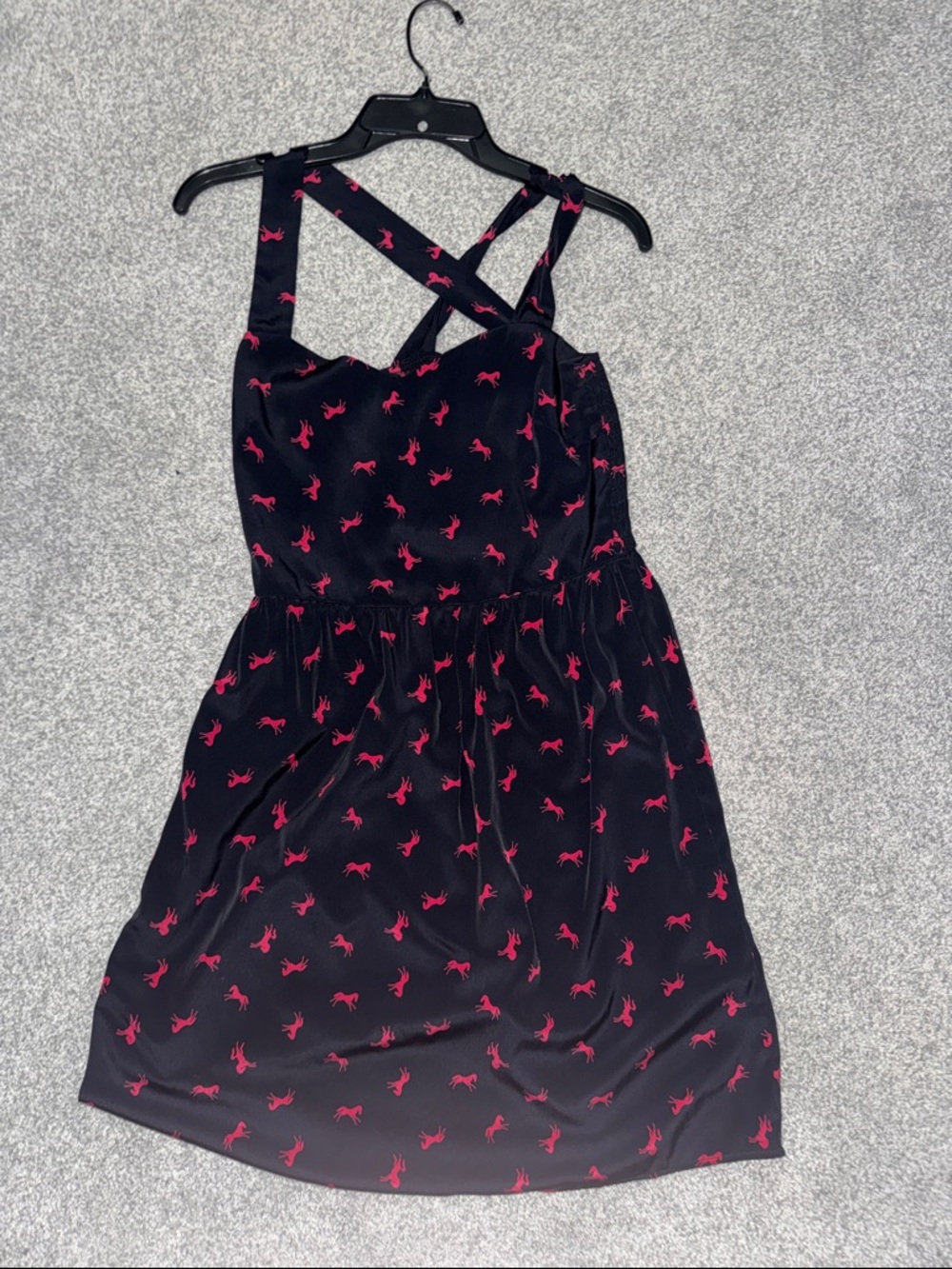 Everly Black Dress with Pink Horse Motif
